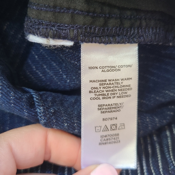 LOFT Blue/White Engineer Striped Casual Drawstring Tie Waist Cotton Shorts - XS - Picture 7 of 7